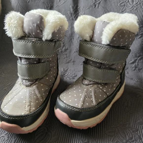 Carter's Quilted Polka Dot Boots - Black and Cream - Picture 2 of 3